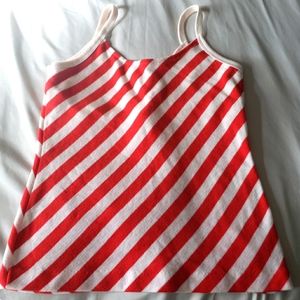 Vintage Womens Red White Striped Spaghetti Strap Small Tank